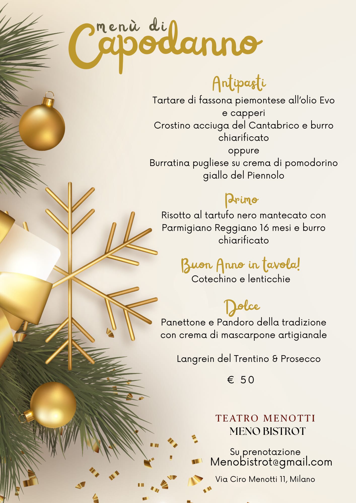 Menù di Capodanno Meno Bistrot